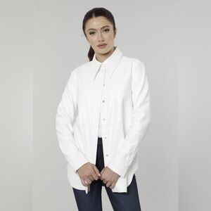 Faux Leather Button Up Shirt